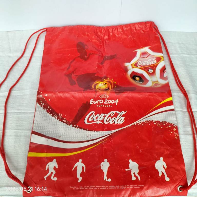 Coca-Cola Euro 2004 Drawstring Bag – Red, Good Condition