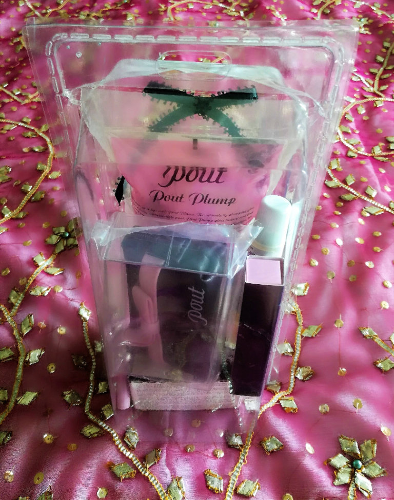 NEW ORIGINAL POUT Make Up Lipstick Lip Liner Plump Exfoliator Enhance Cream Black Ribbon Vacuum Pack