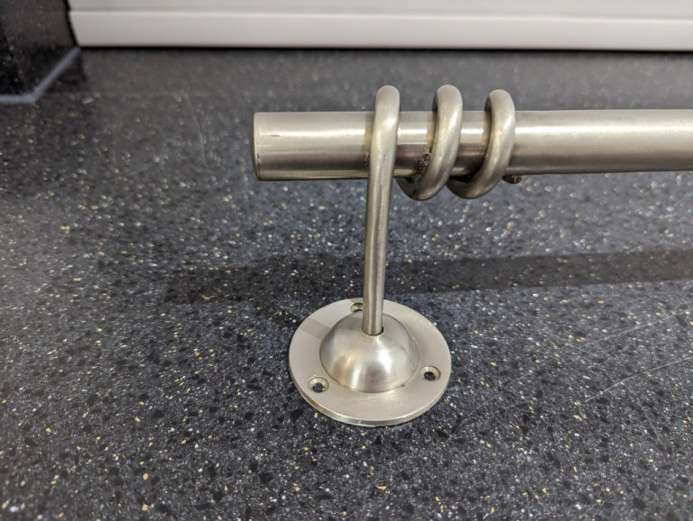 GREY METAL TOWEL RAIL 72.5cm L x 6.5cm D x 11cm H HANGING SPACE 53cm L