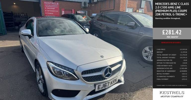 2017 Mercedes-Benz C Class 2.0 C300 AMG Line (Premium Plus) Coupe 2dr Petrol G-Tronic+ Euro 6 (s/...