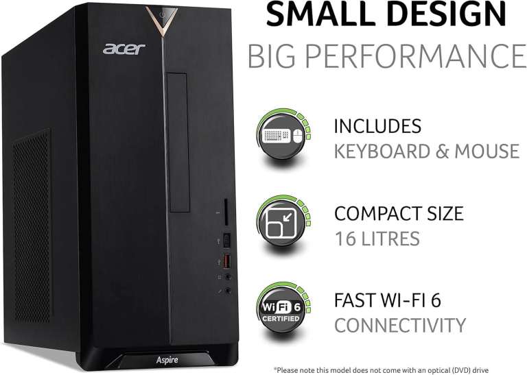 Acer Aspire TC-1660 Desktop PC Intel Core i7-11700, 8GB, 2TB HDD Windows 11