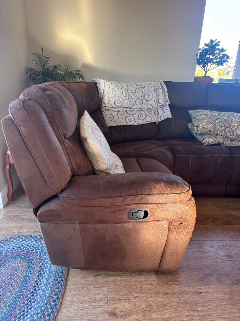 Brown Sectional Sofa and Dark Brown Power Recline Chair 