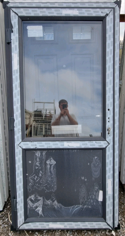 New Grey on White UPVC Back Door 1010mm W x 2060mm H Garage