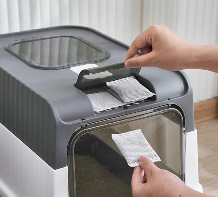 Premium Enclosed Cat Litter Box with Top-Entry, Odor Control & Pull-Out Tray