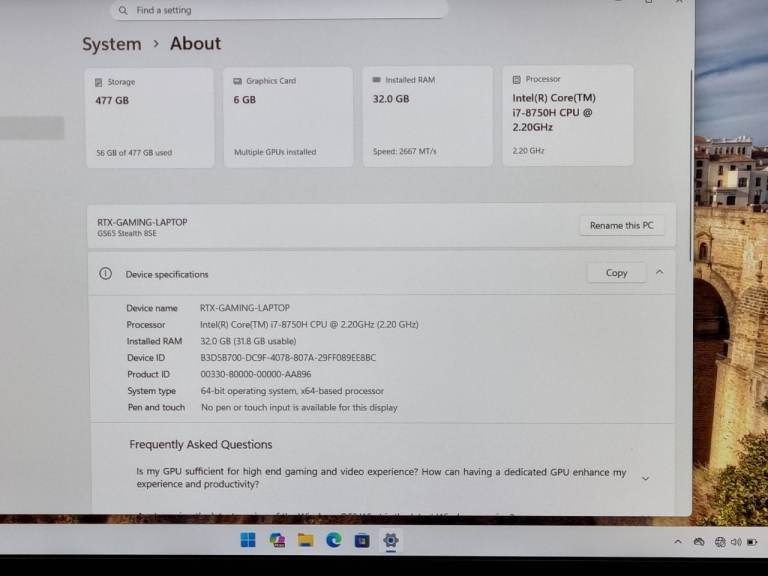 Bargain i7 RTX VR RGB gaming laptop 32gb RAM 512GB SSD 144hz Win11 computer pc desktop