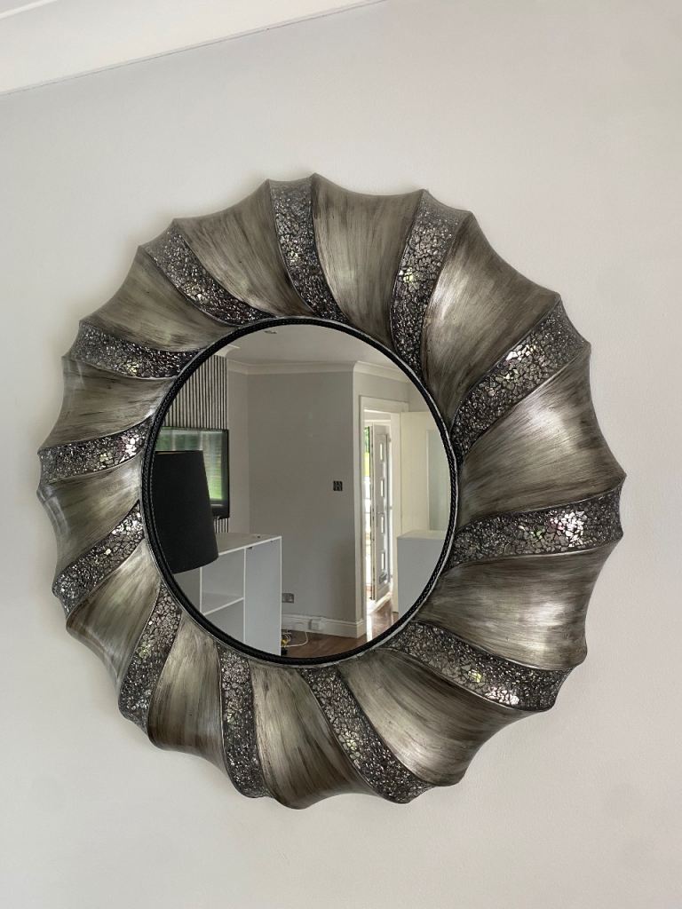 Decorative Silver Wall Mirror – Good Condition