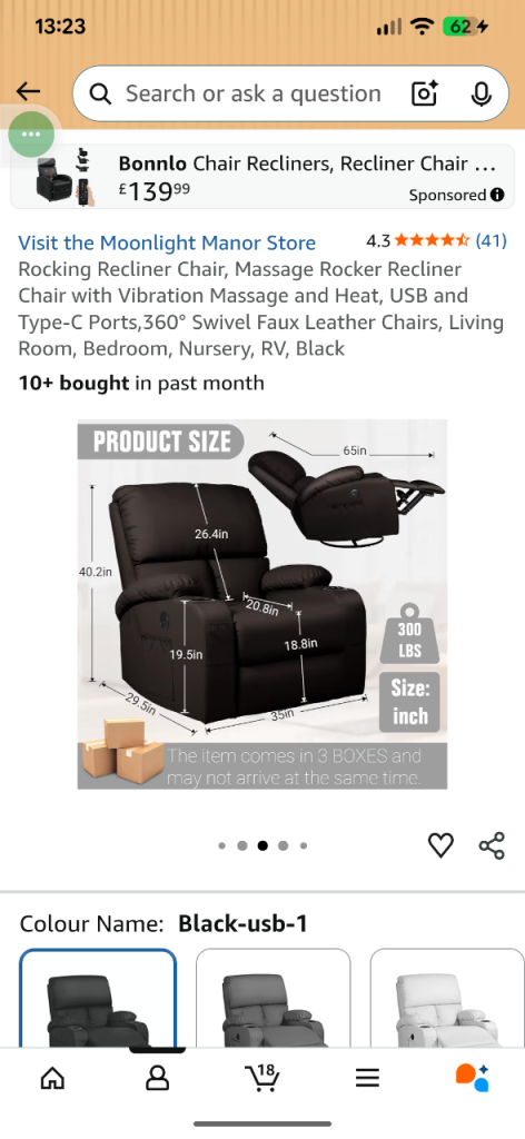 BNIB electric heated massager chair