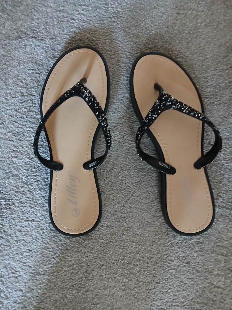 Lilley Diamante Toe-Post Sandals - Size 5