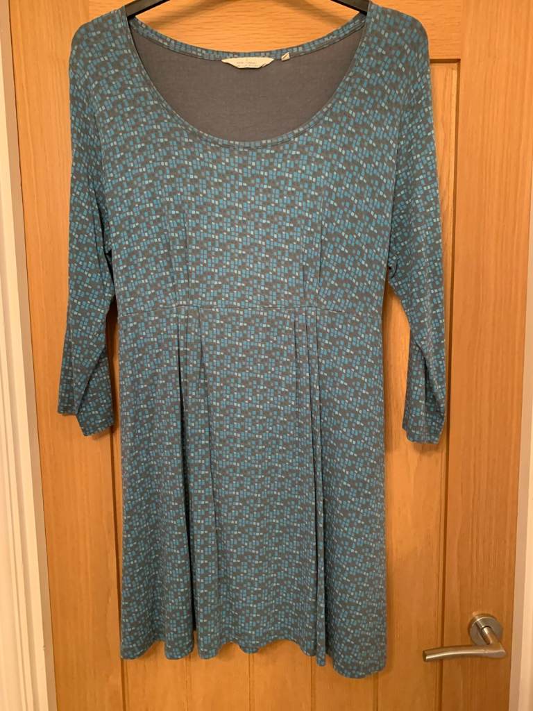 Seasalt Ladies Patterned Tunic Top With Waist Ties, 3/4 Sleeves, Scoop Neck, Size 18