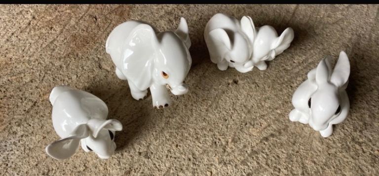 Royal Osborne Bone China Elephant & Rabbit Figurines