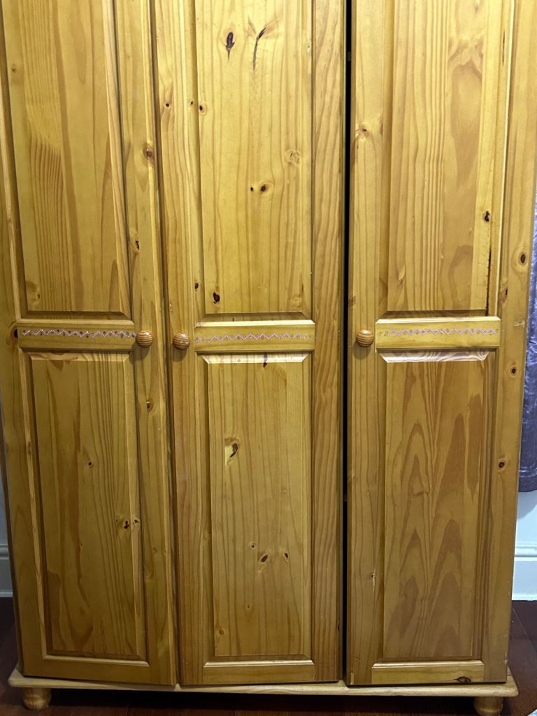 Wardrobe - solid wood 3 compartment 