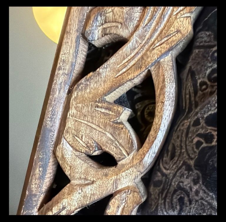 Carved Brown Wood Framed Rectangular Wall Mirror Vertical Horizontal ...