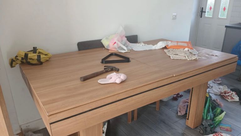Wooden Pool/Snooker Table with Dining Top – Good Condition