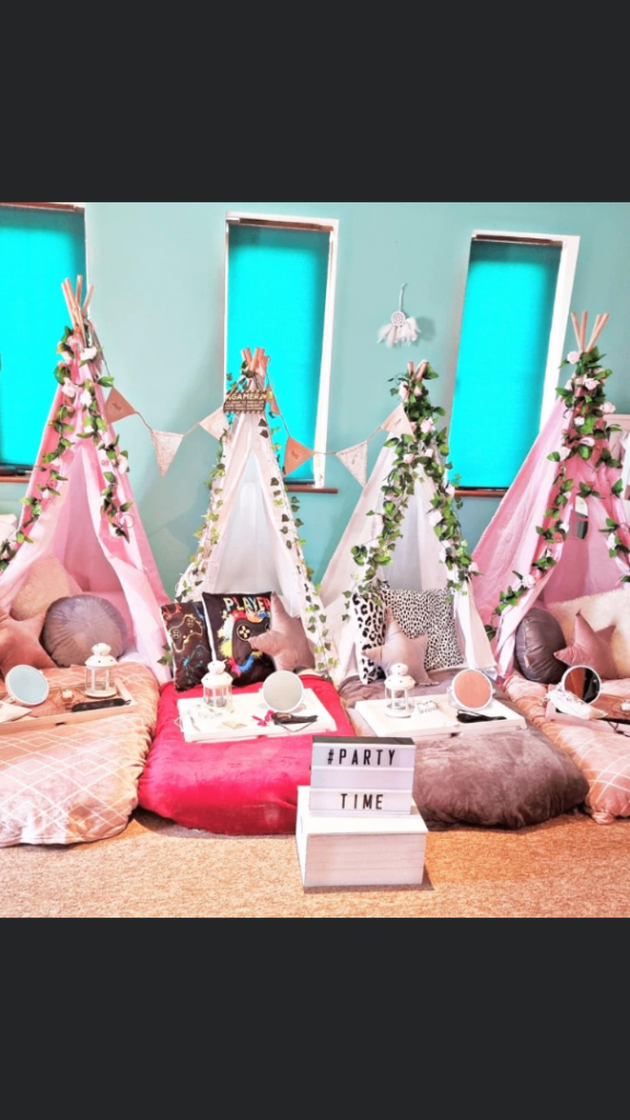 Children’s themed teepee tent sleepover business 