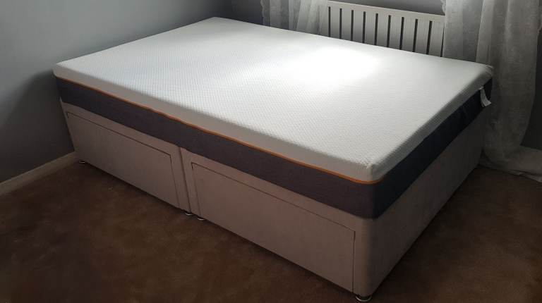 Double bed and mattress. New. Removable washable cover