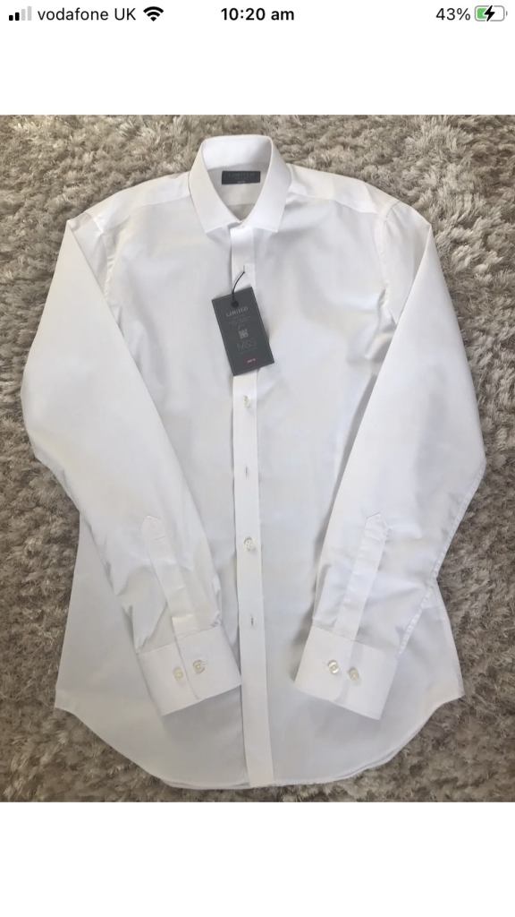 M&S Mens Slim Fit White Shirt Size 14 Brand New With Tags