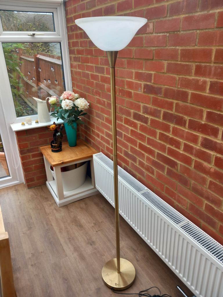Brass uplighter floor lamp