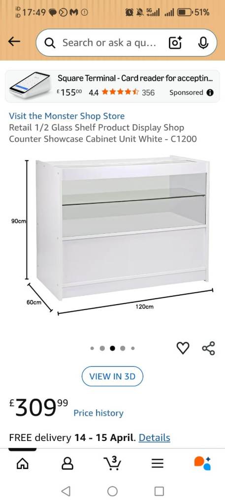 White Glass Illuminated Shop Display Counter
