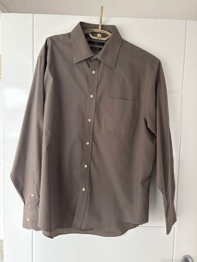 Next Long Sleeve Shirt (Mushroom colour) Regular Fit - Size 17-1/2"