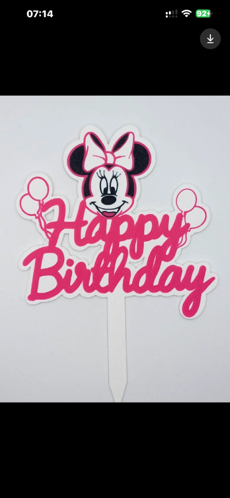 Minnie Mouse Happy Birthday Cake Topper - New