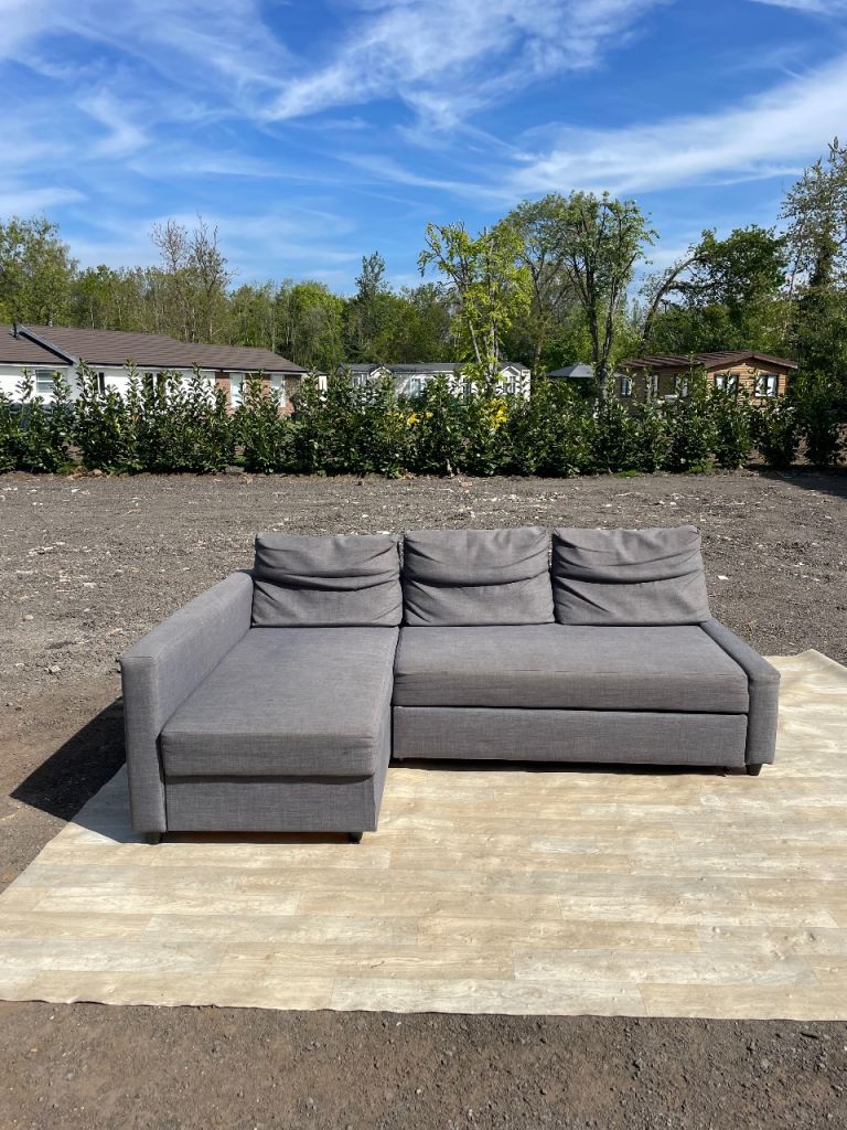 FREE DELIVERY 🥰🚚🥰 HUGE IKEA GREY FRIHETEN FABRIC CORNER SOFA BED WITH STORAGE GOOD CONDITION
