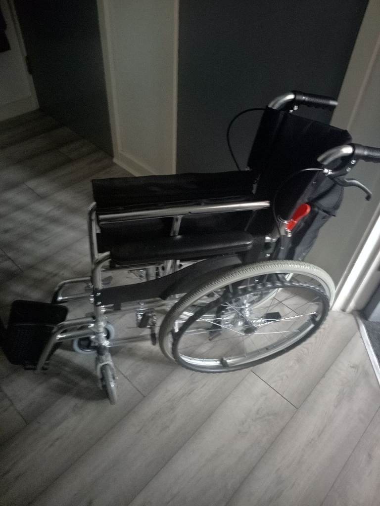 Manual Wheelchair - Black & Silver, Good Condition