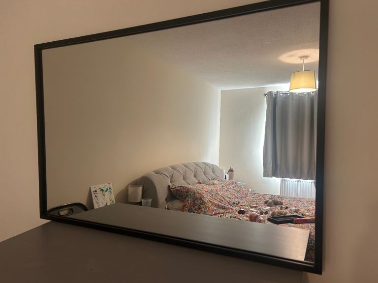 Large Black Metal Framed Mirror 120cm x 80cm – As Good As New