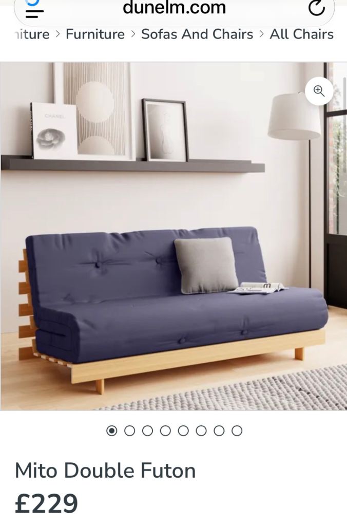 Dunelm Mito Double Futon Matress Only- Brand New, Navy Blue