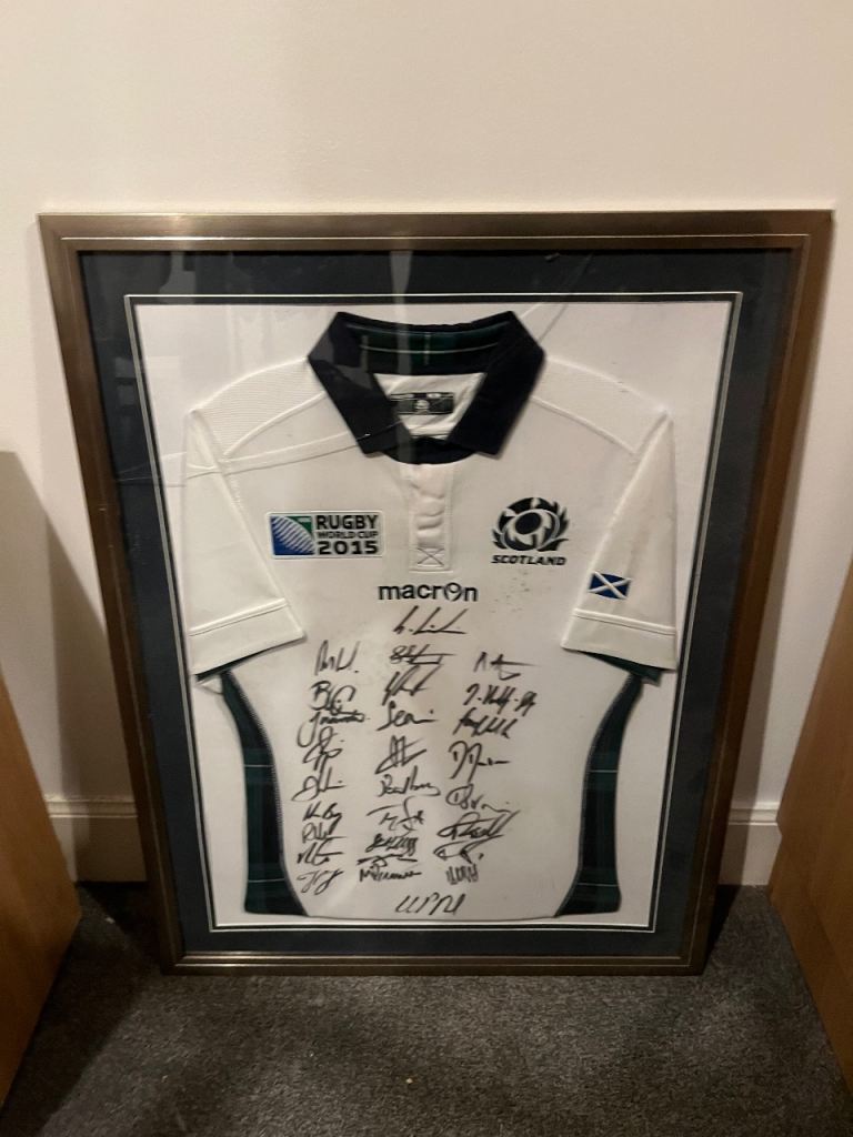 Signed Scotland Rugby away jersey from the 2015 World Cup, signed by the full 1st team of that time.