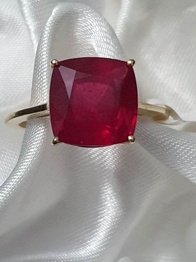 9ct Gold Ruby Solitaire Ring Size P New 