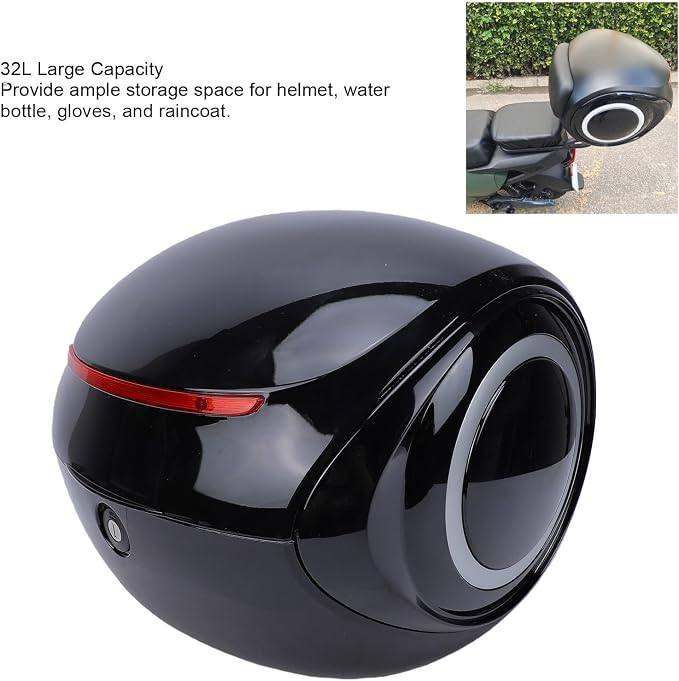 Motorcycle Top Box Water Resistant Dust Proof Trunk with Removable Washable Lining  (Black)