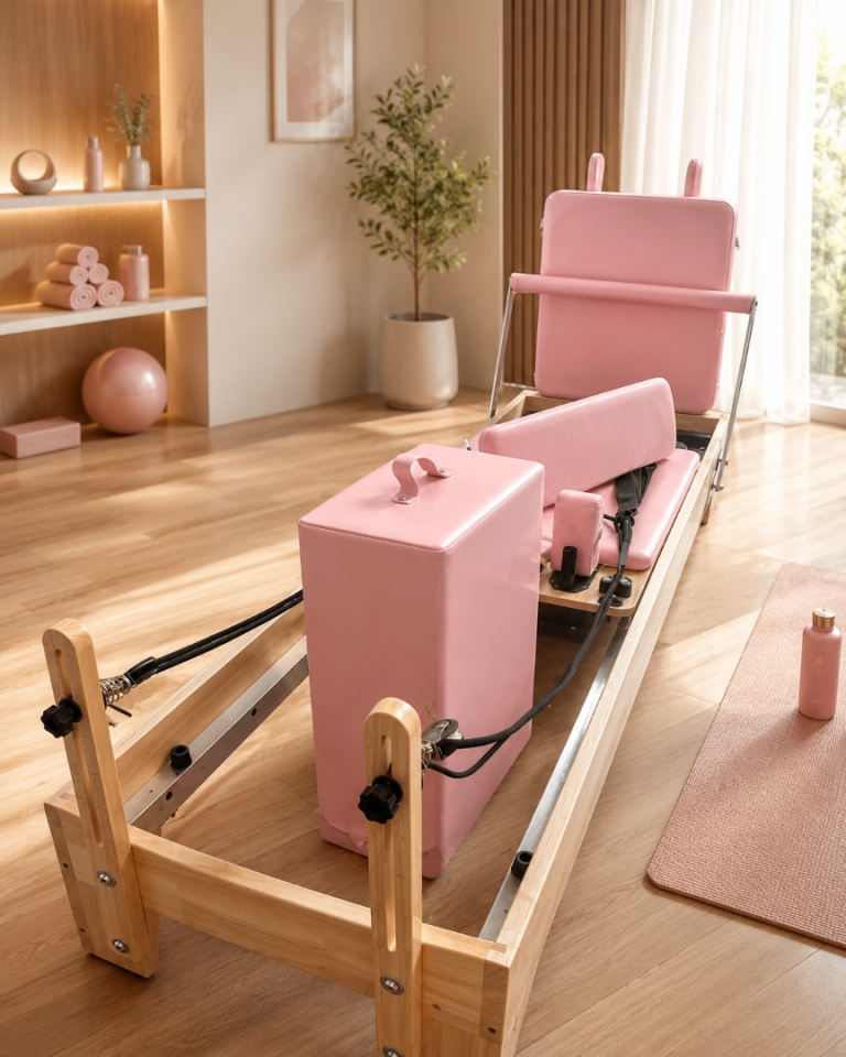 Premium Pink Wooden Pilates Reformer – Unused
