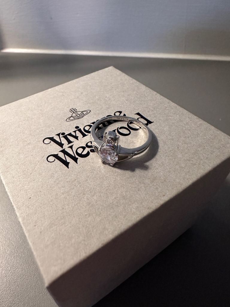 Vivienne Westwood Silver Ring with Clear Stone – Good Condition