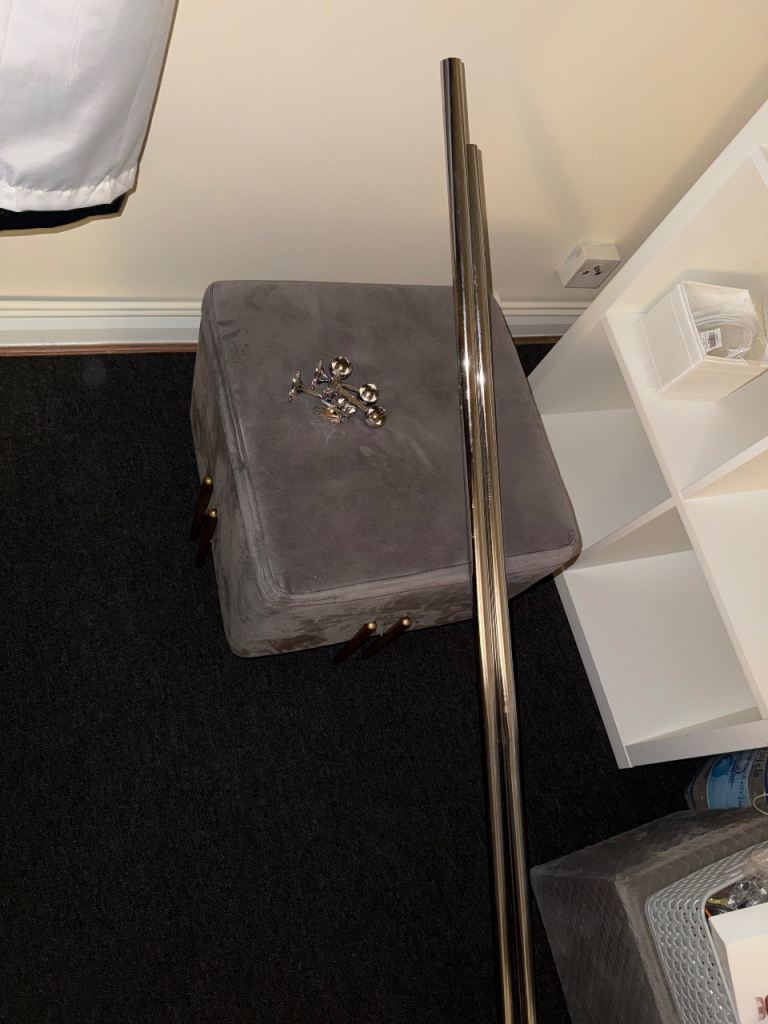 Curtains and silver curtain rail 