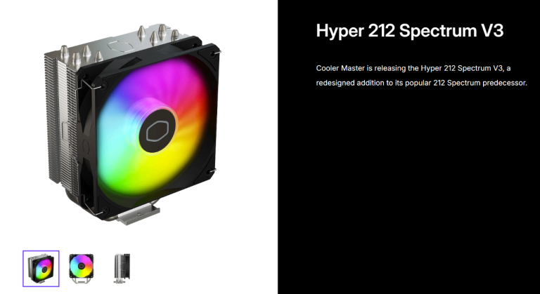 Coolermaster Intel/AMD CPU cooler Hyper 212 Spectrum V3 with high specification and colour!  New!!!