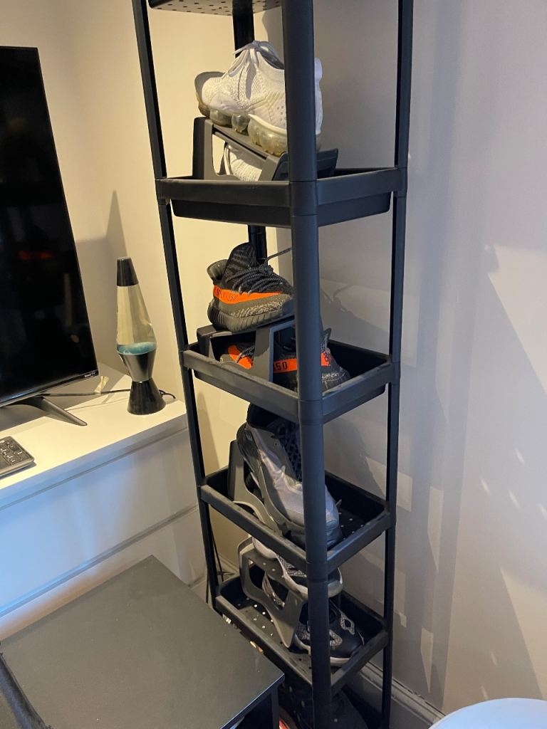 Black Plastic Storage Rack - 5-Tier Shoe Organiser