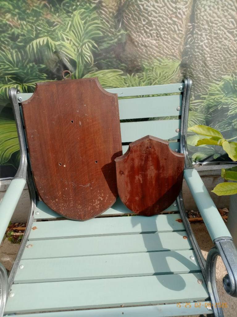 Wooden Shield Plaques - Two Sizes, Good Condition