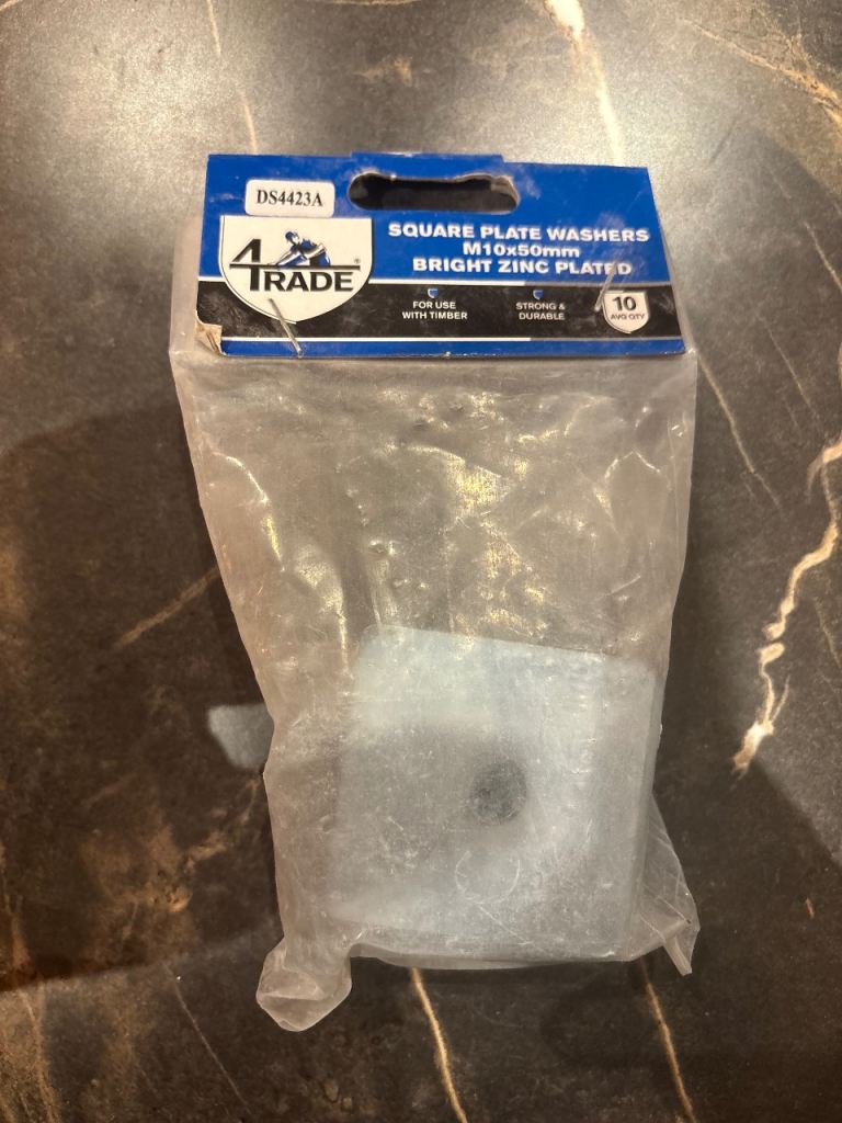 Square plate washers m10x50mm Bright Zinc plate 