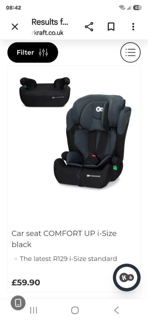 Kinderkraft COMFORT UP i-Size Car Seat – Brand New, Black