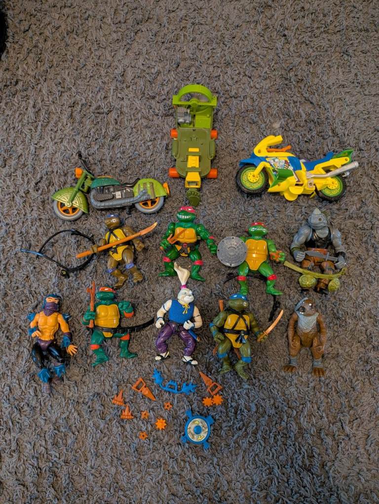 Vintage Teenage Mutant Ninja Turtles Figure Bundle – TMNT 80s/90s Toys + Vehicles