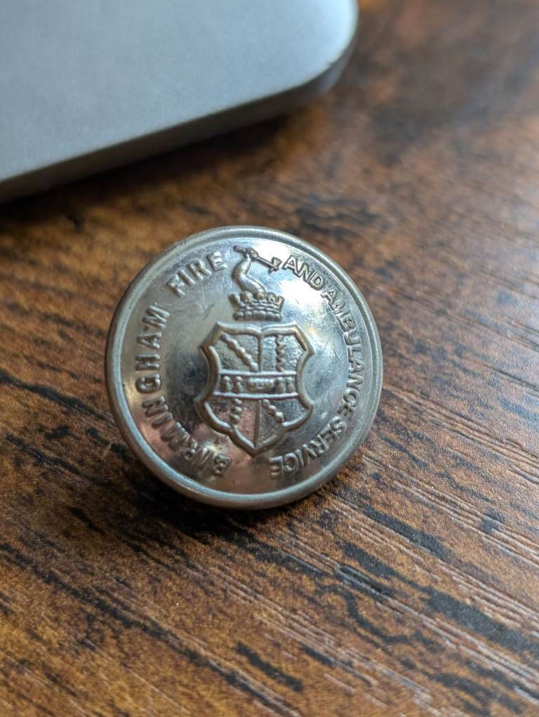 Vintage Birmingham Fire and Ambulance Service Button