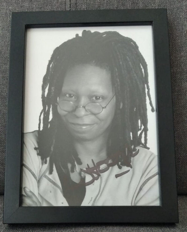 Whoopi Goldberg Signed Photo Autograph, in 7x5 Frame ...  in INK .. Grab a Bargain !