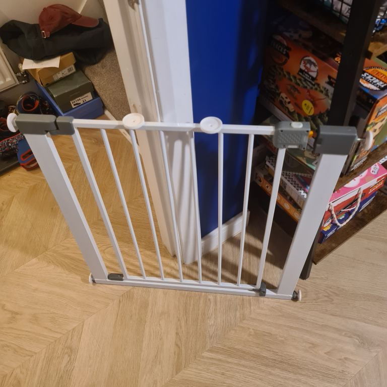 Baby Safety Gate - White Metal, Good Condition