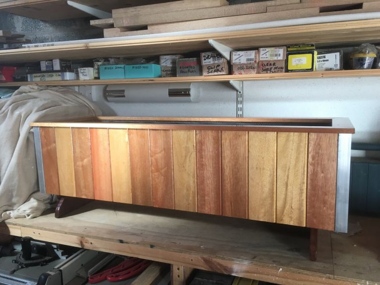Mahogany conservatory planter 1200mm long ( new) in clear yacht varnish finish 