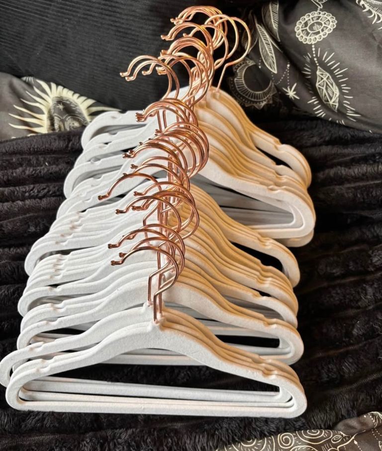 Kids coat hangers- white and rose gold 