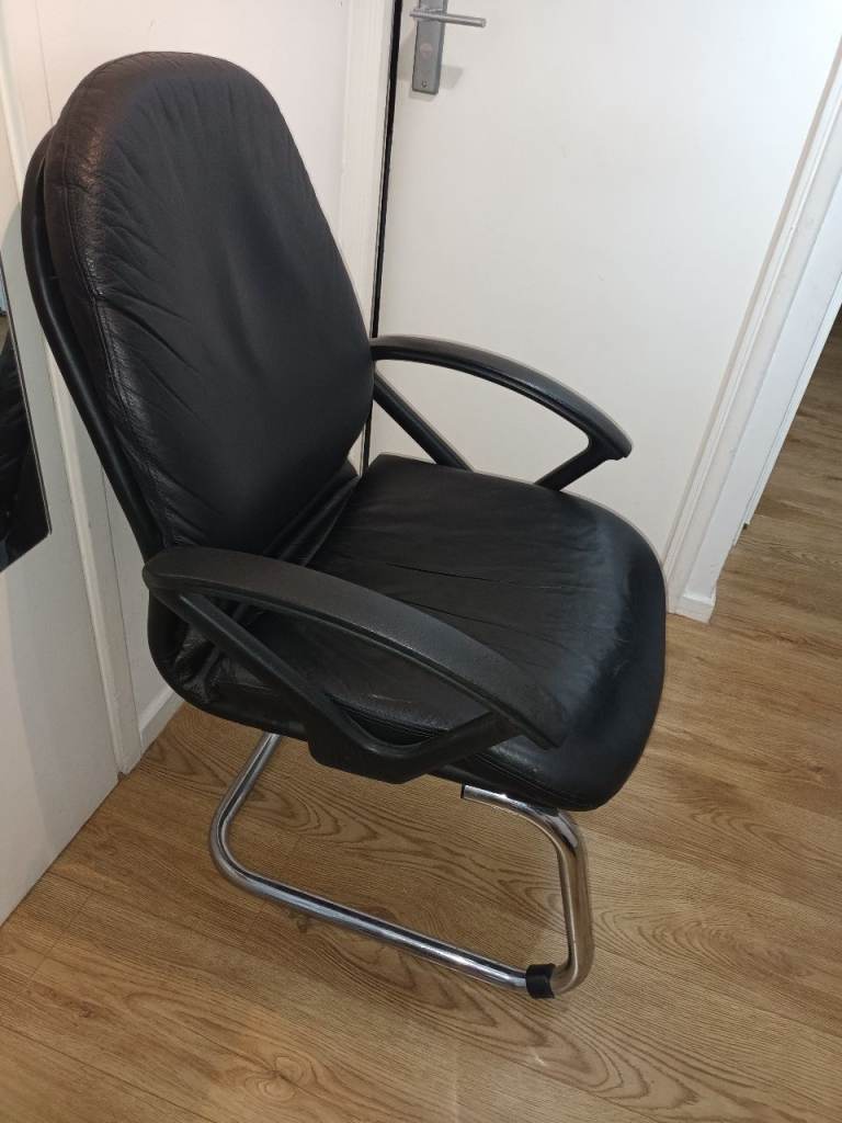 FREE Black Leather Office Chair with Chrome Base – Good Condition
