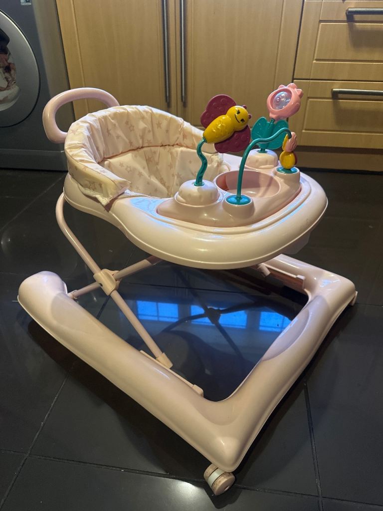 Pink Baby Walker with Activity Tray - Good Condition