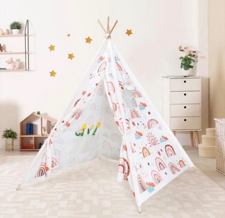 Decalsweet Kids Boho Rainbow Teepee Play Tent