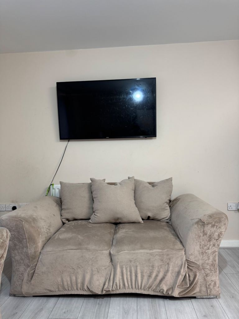 Sofas for sale 3 + 2 seater with beige covers , fairly new. 