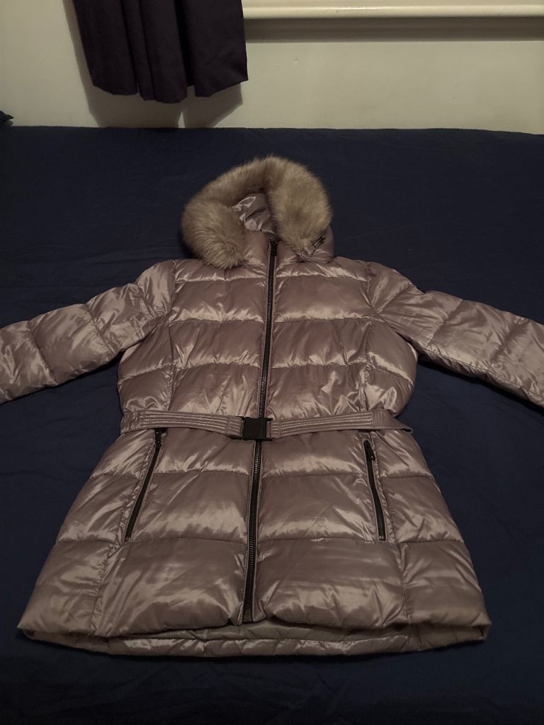 Women's Puffer Coat with Faux Fur Hood – Good Condition
